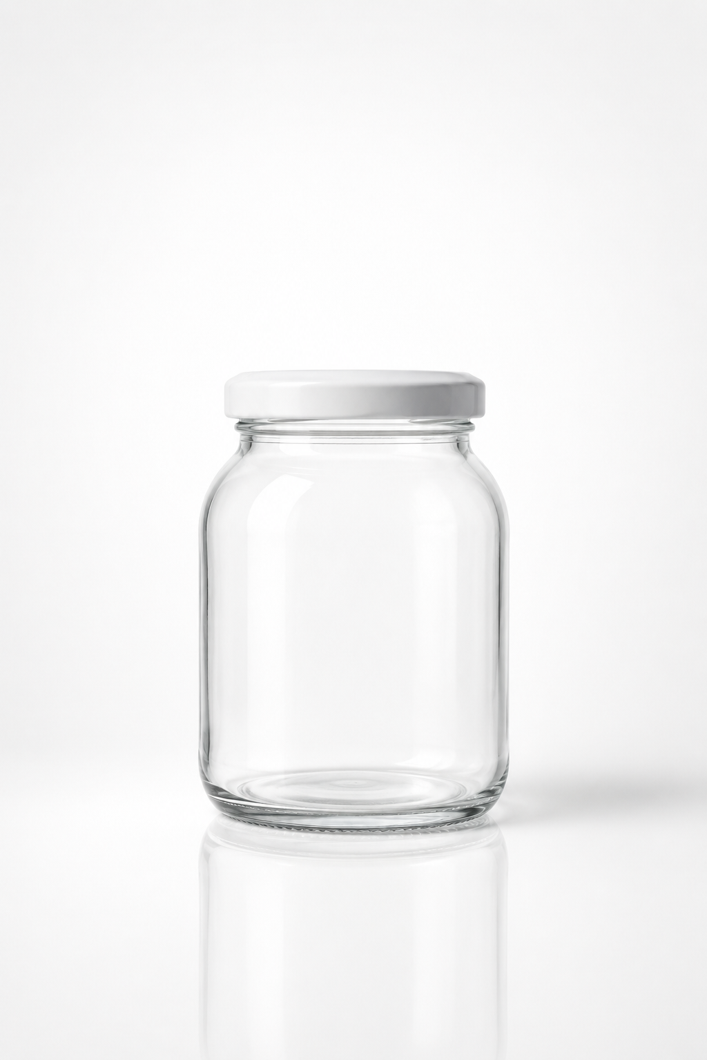 Clear Glass Storage Jar with White Metal Lid